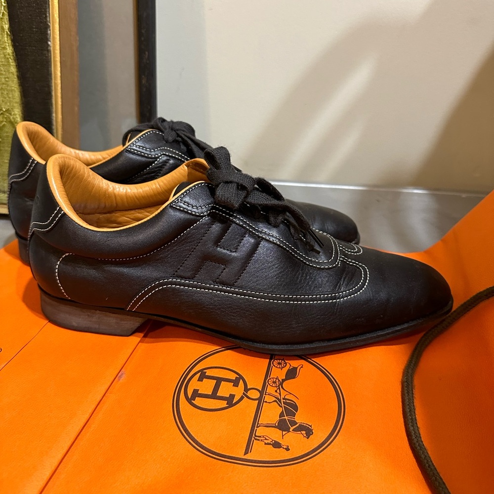 Hermes Leather low cut trainer shoes